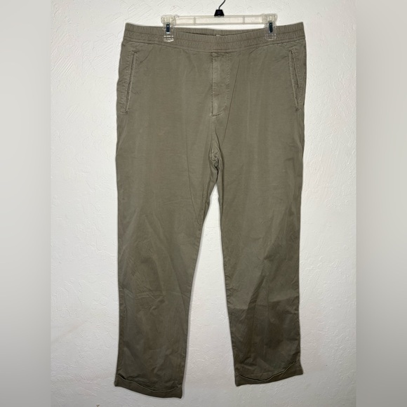 James Perse Mens 5/XXL Fog GrayCotton Linen Cuffed Trouser Designer Elastic